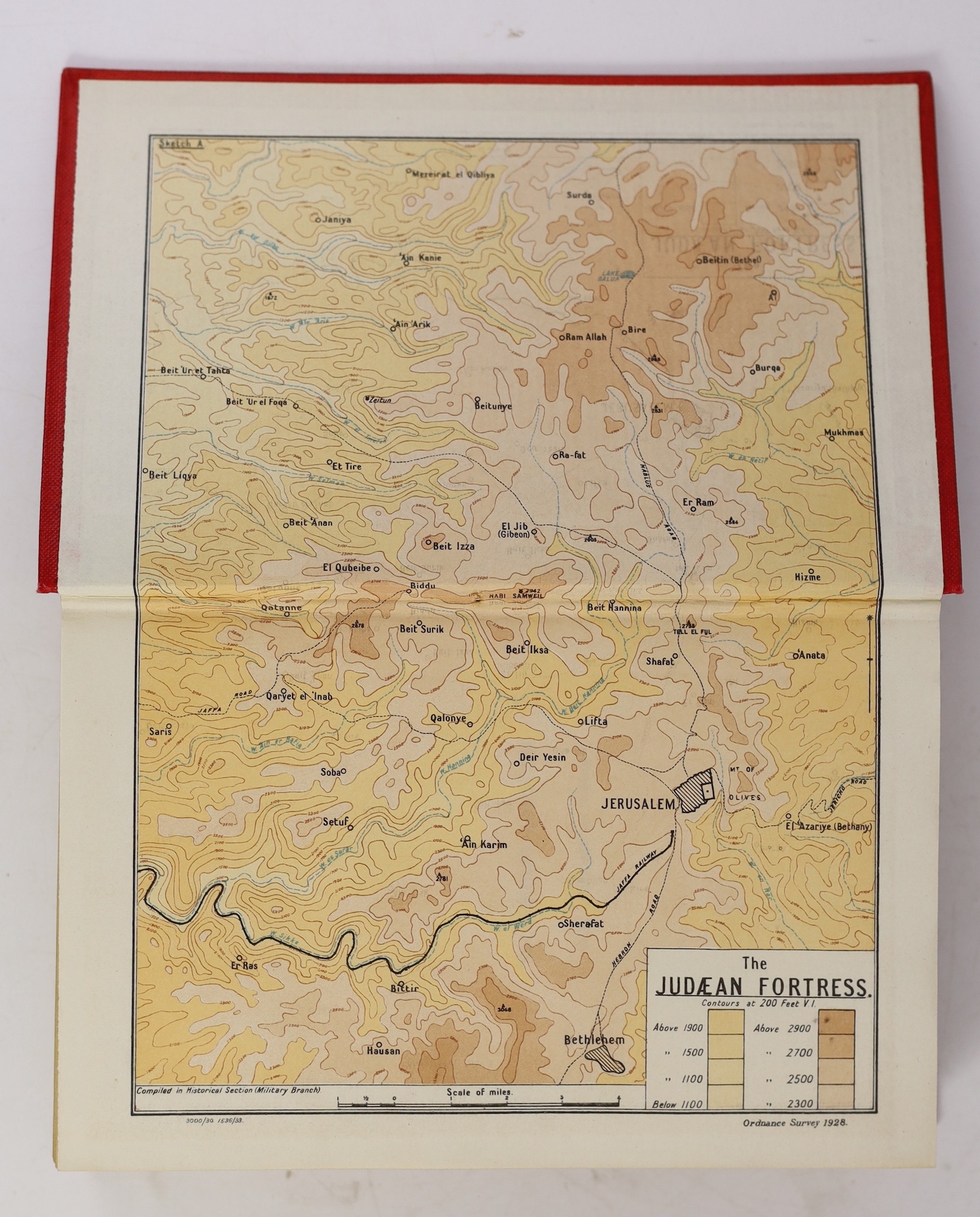 MacMunn, George Fletcher, Sir and Falls, Cyril, Military Operations Egypt & Palestine, 3 vols and 2 cloth drop-front boxes, 8vo, original red cloth, with 38 folded maps, sketches and photographs, HMSO, London, 1928-30